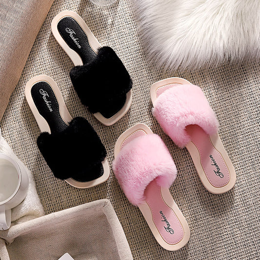 Non-slip Fashion Plush Cotton Slippers